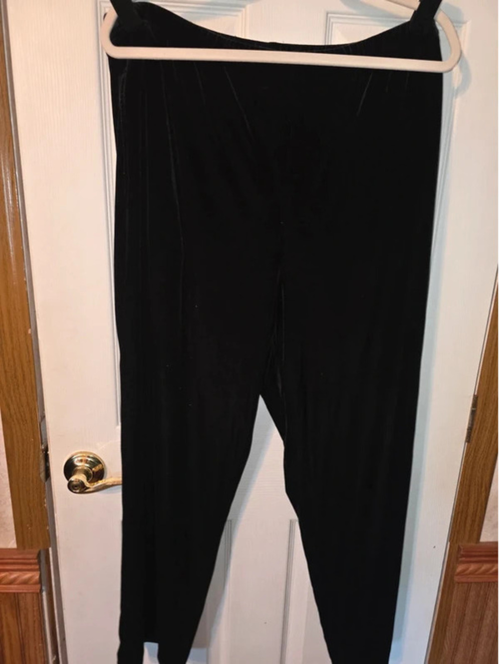 Vintage Sag Harbor Woman Black Velour Velvet Elastic Waist Pants 1X